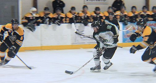 Jarred Colling of Ripley moves the puck into scoring position